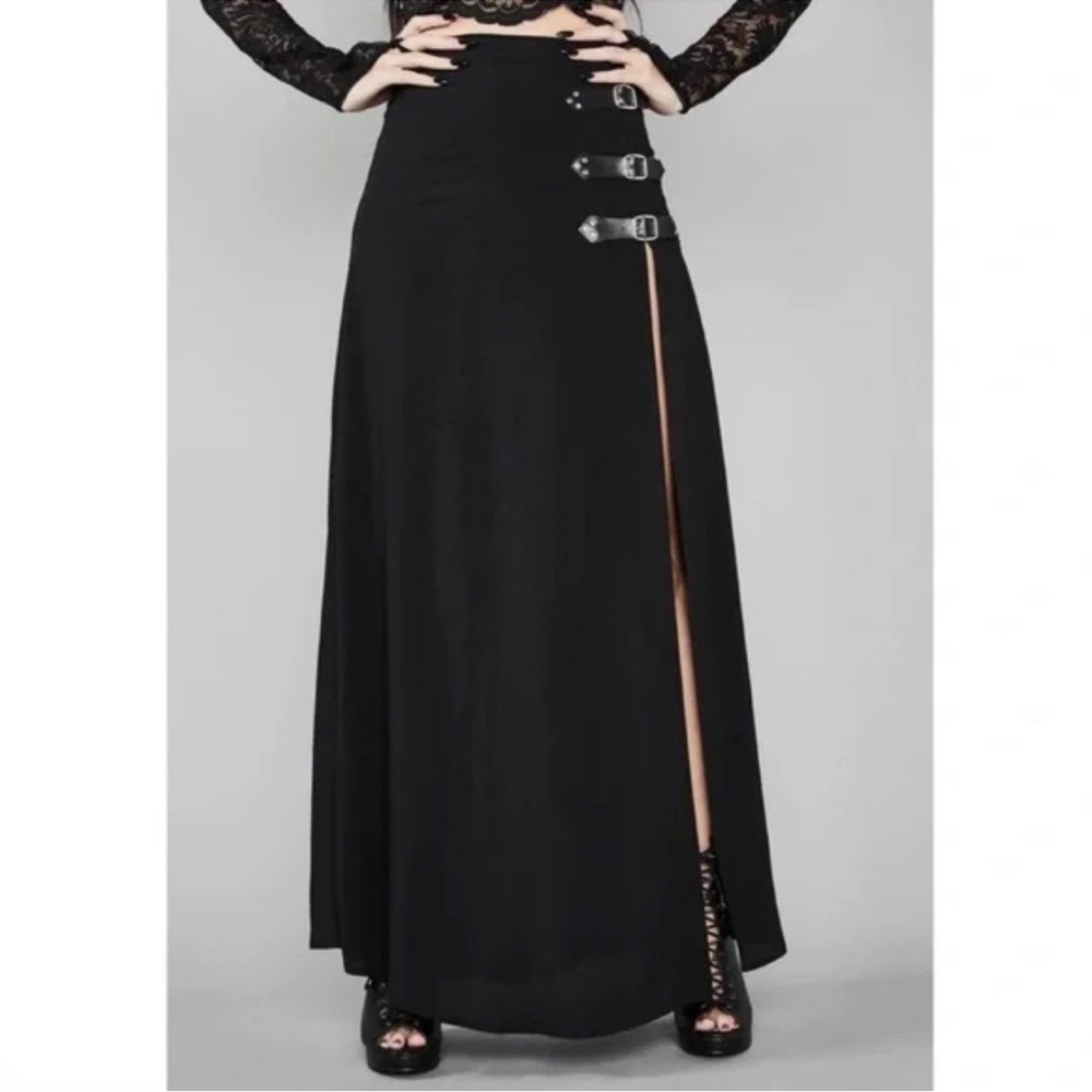 Goth Buckle Maxi Skirt